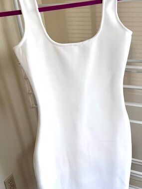 SHEIN White Backless Bandage Bodycon Midi Dress